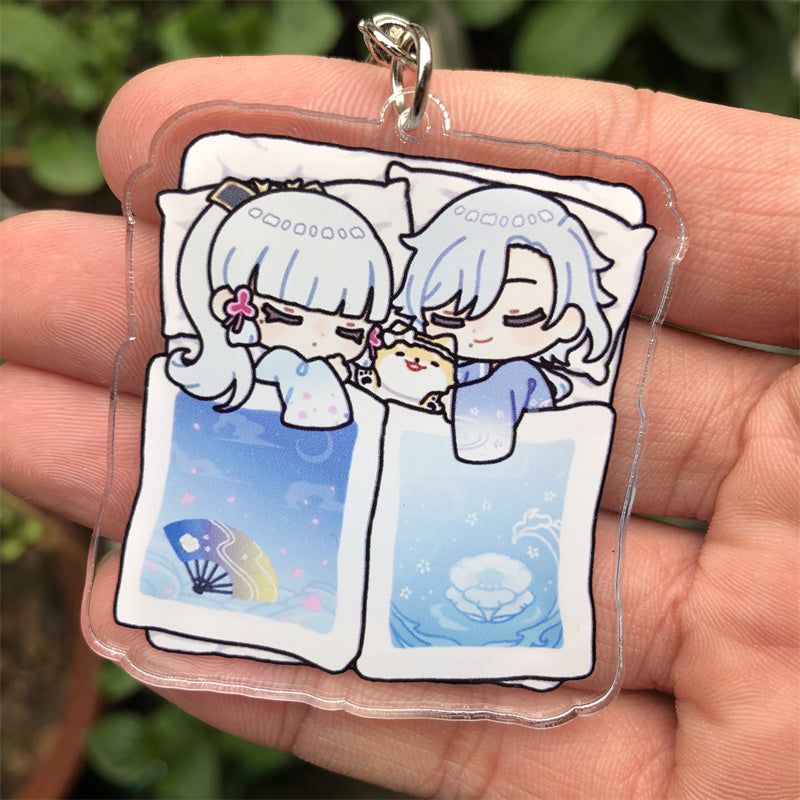 Genshin Impact Sleeping Character kamisato siblings ayaka and ayato Acrylic Keychain