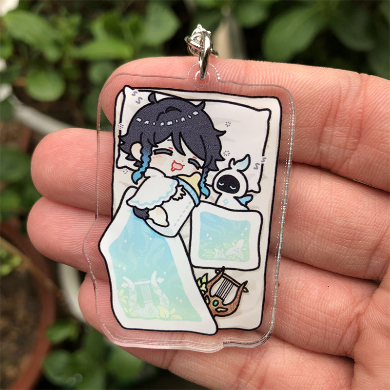 Genshin Impact Sleeping Character Venti Acrylic Keychain